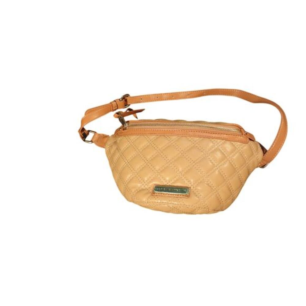 ADRIENNE VITTADINI New Quilted Coffee and Gold Waist Bag- 6"h x 12.5"w x 2.5"d
